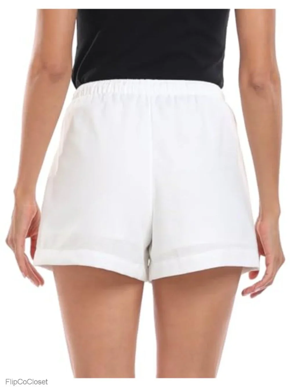 High Waisted Drawstring Linen Blend Shorts 4